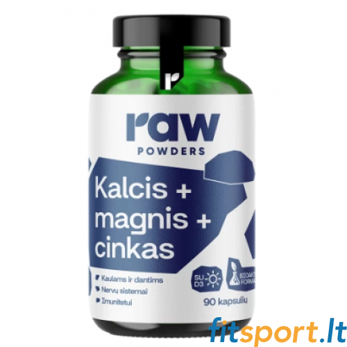 Toores pulber kaltsium + magneesium + tsink + D3 90 kapslit. 