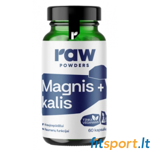 Toores pulber magneesium + kaalium 60 kapslit. 