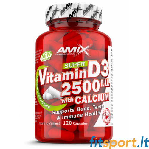 Amix Nutrition Super D3-vitamiin 2500RÜ kaltsiumiga 120 kapslit. 