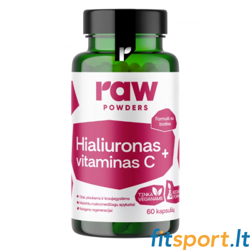 Toores pulbriline hüaluroonhape + C-vitamiin 60 kapslit. 