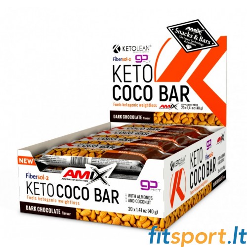 Amix KetoLean® Keto Coco batoon 20 x 40g (Keto dieedi batoonid) 